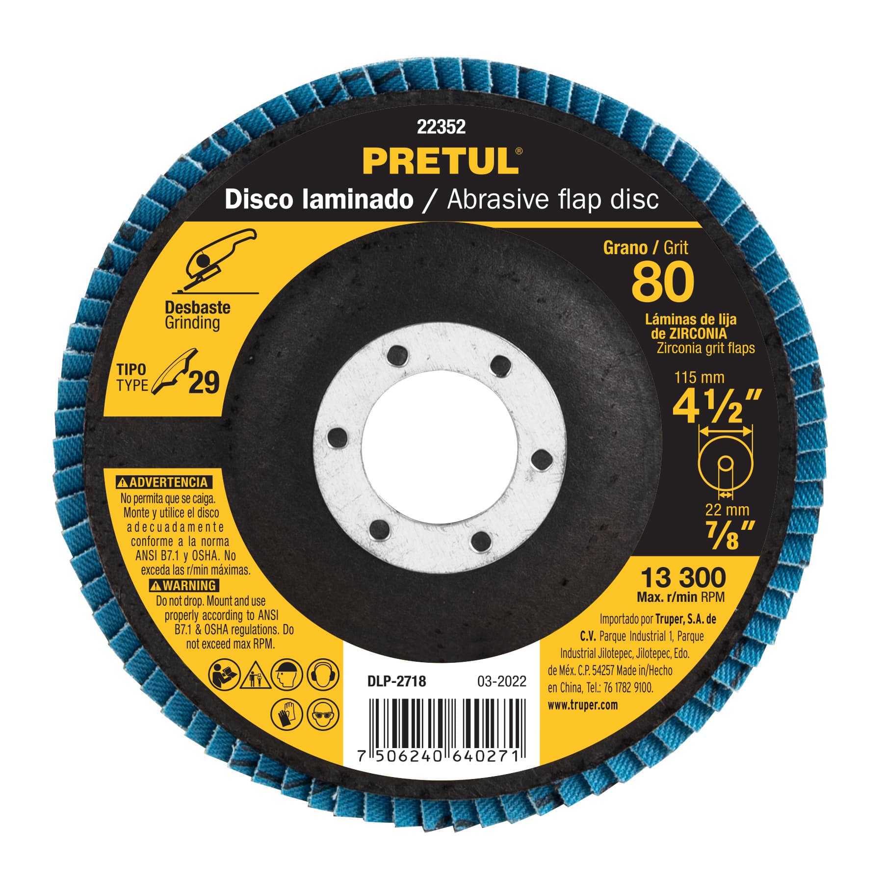 Disco laminado PRETUL 115 mm 80  22352