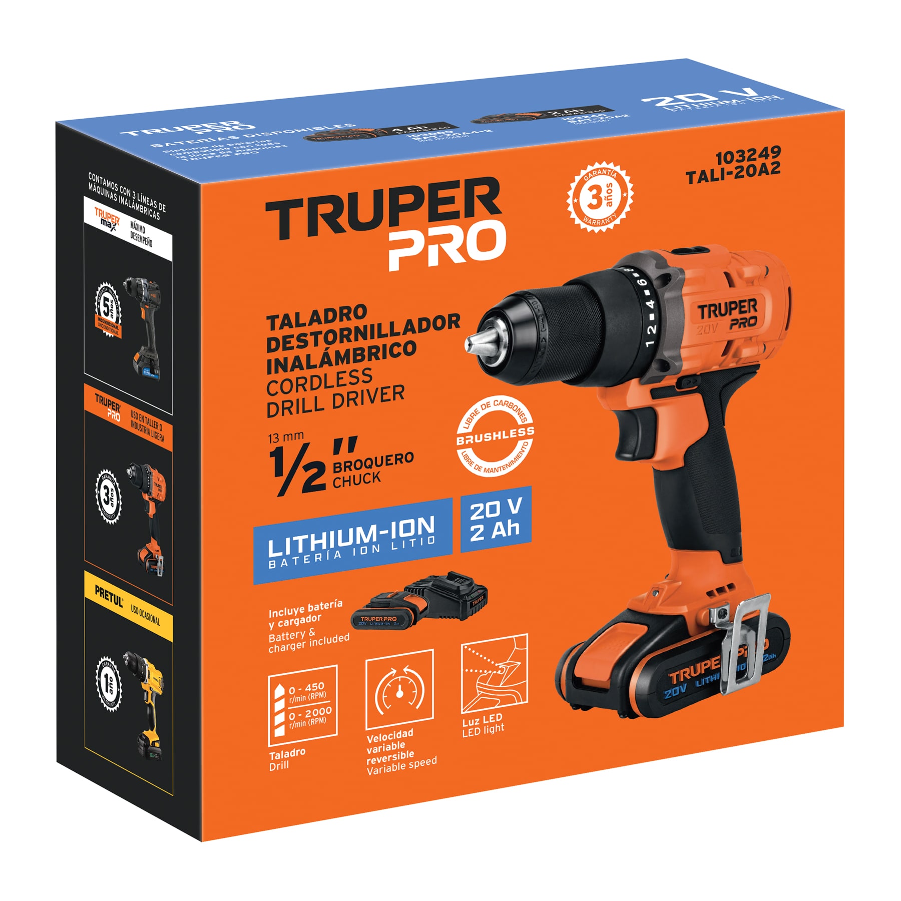Taladro Atornillador Inalámbrico Truper Pro 20V 103249