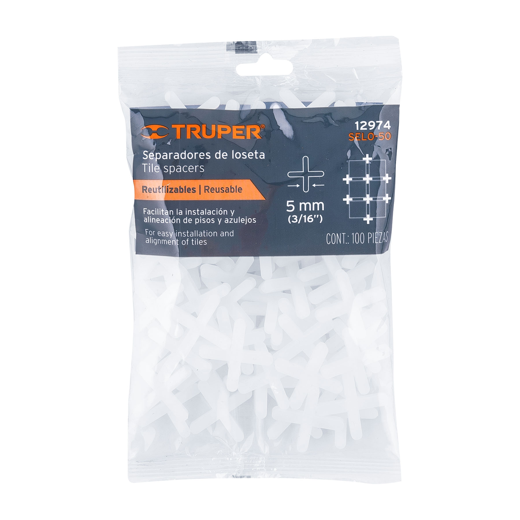 Separadores de loseta Truper 5 mm 12974