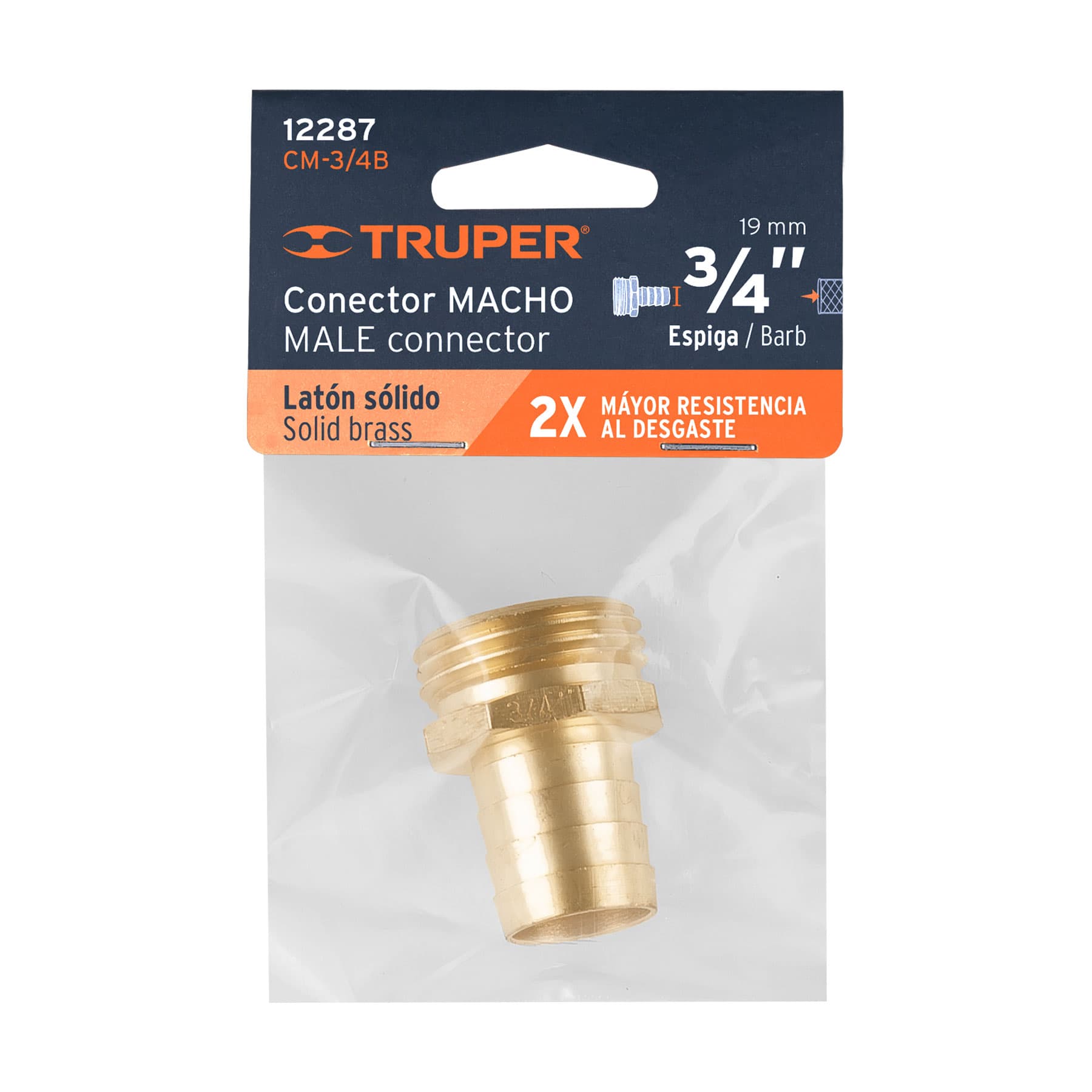 Conector macho latón 3/4" Truper 12287