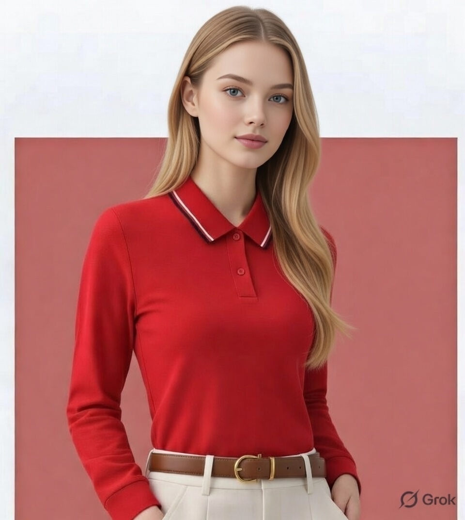 Golf Polo Shirt Long Sleeve Cotton Unisex 