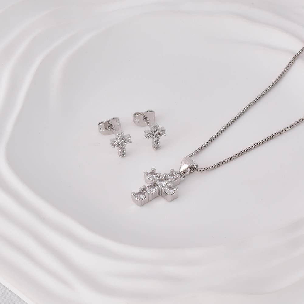Juego de joyería cruz plata