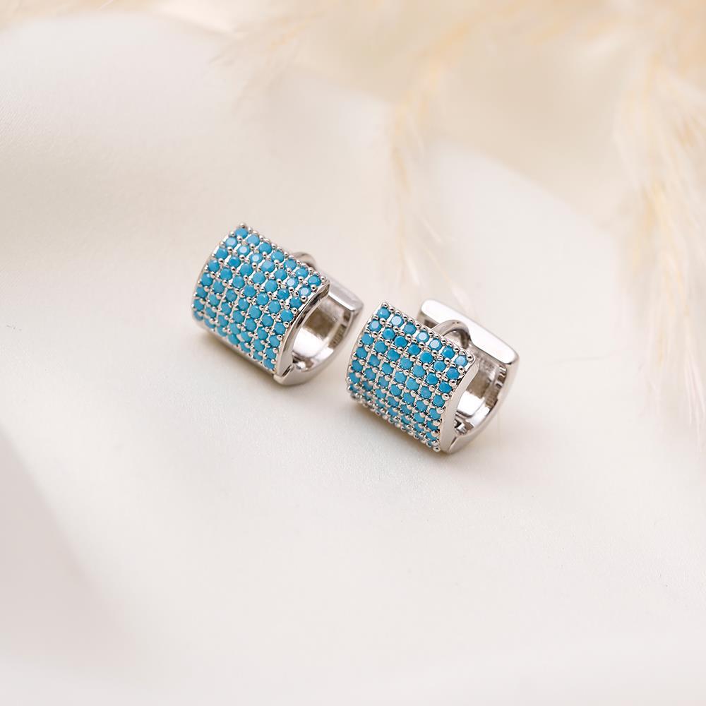 Aretes de Plata con Circonitas Turquesa