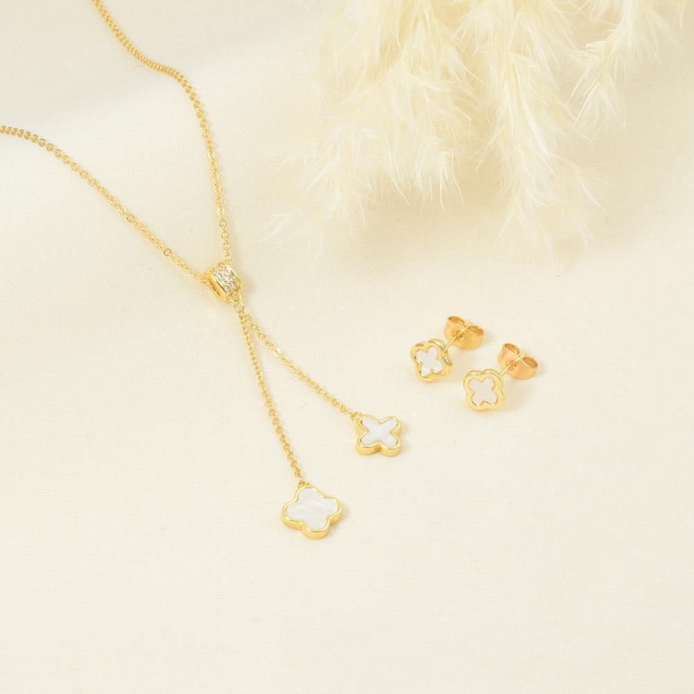 Juego de joyería flor dorada