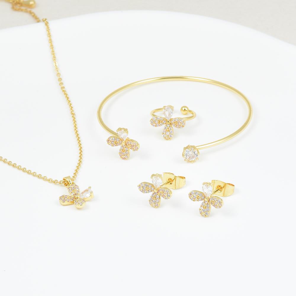 Set de Joyería Dorada Flor
