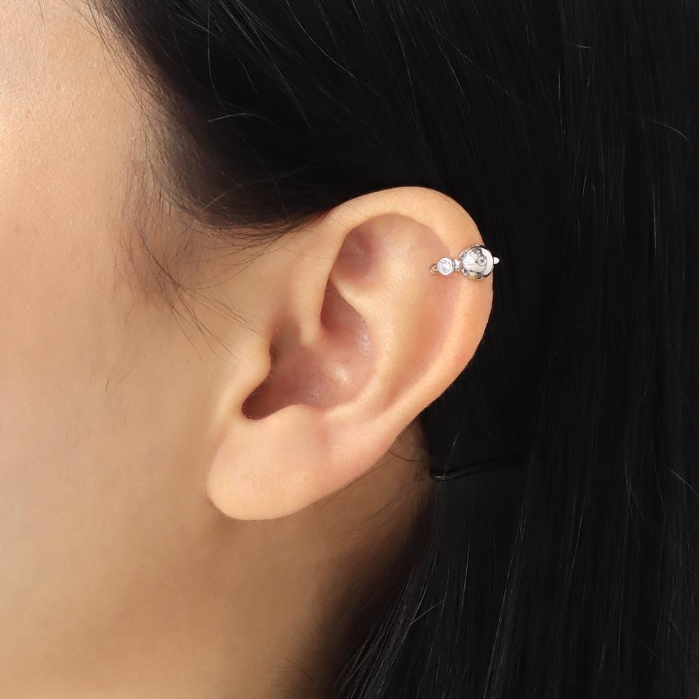 Ear Cuff de Rodio con piedra