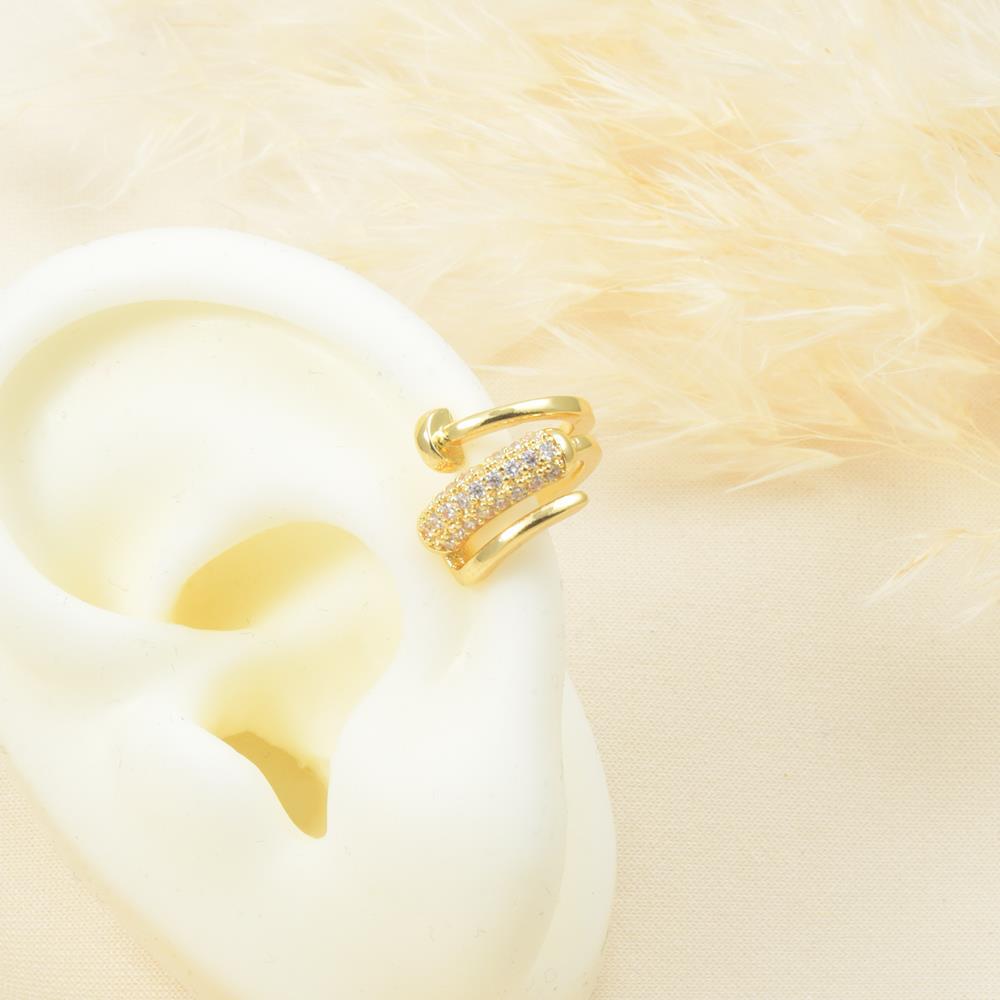 Cuff de oreja dorado con circonias