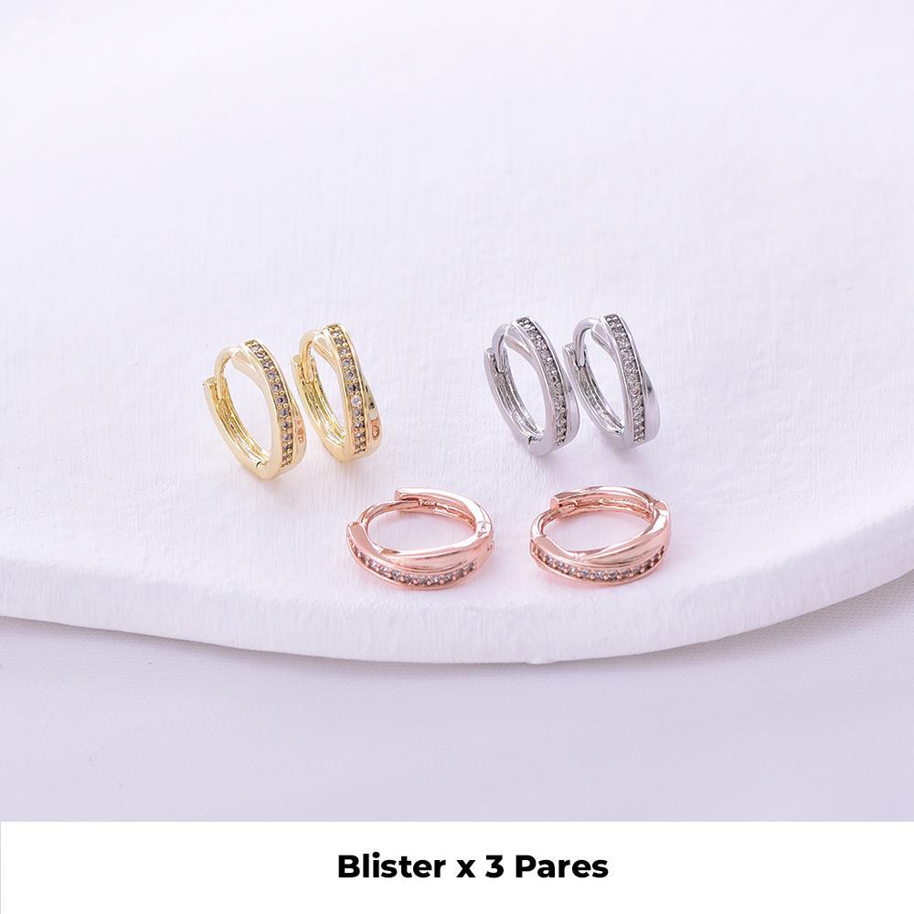 Aretes tipo huggie (3 pares)
