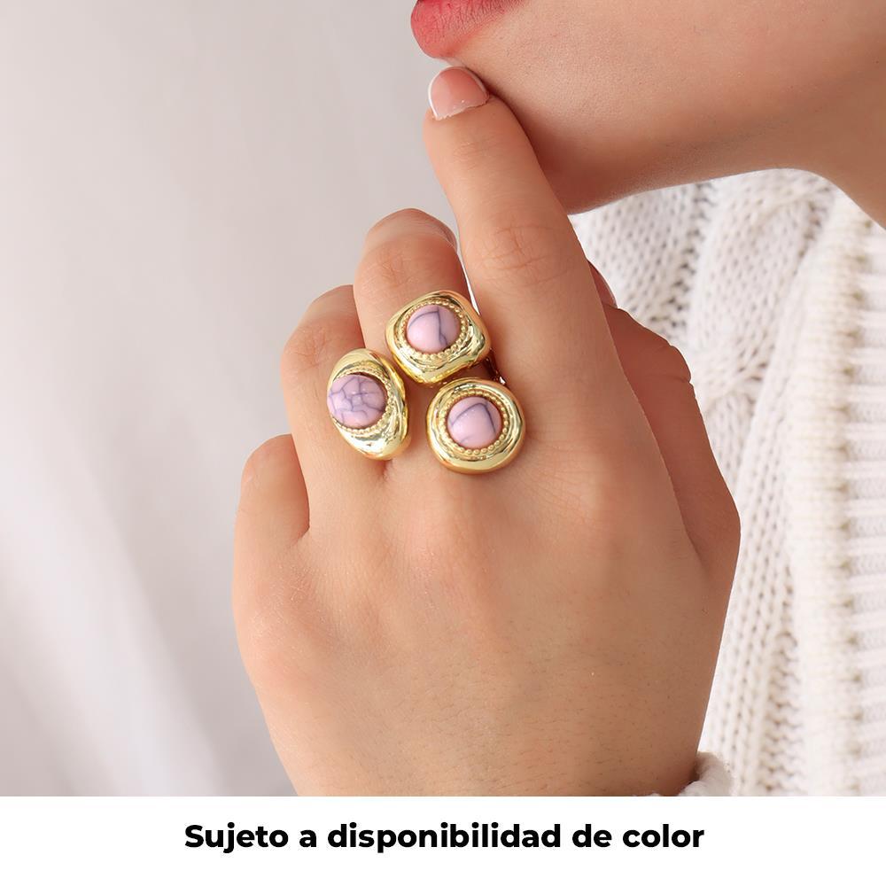 Anillo Doble con Piedras Lila