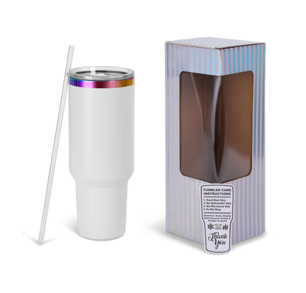 40oz Straight Custom Executive Laser Engraved Rainbow Tumbler