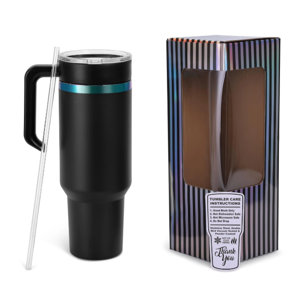 40oz Straight Custom Executive Laser Engraved Rainbow Tumbler