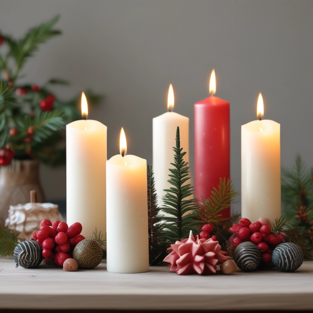 Festive Sculpted Candles Set