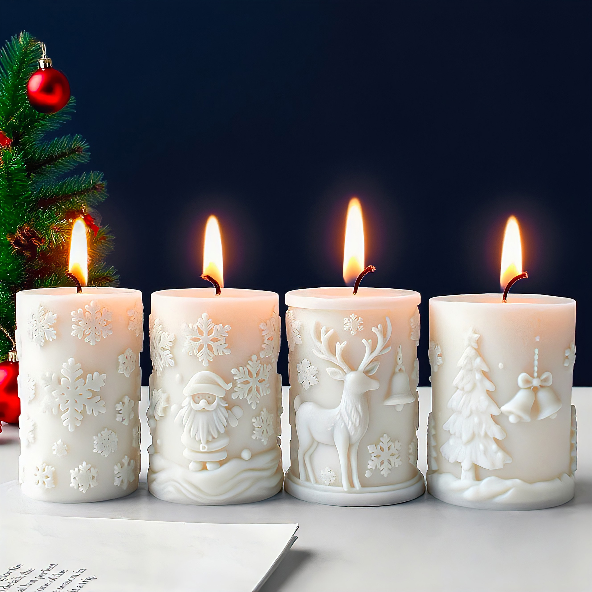Christmas Pillar Candle Set