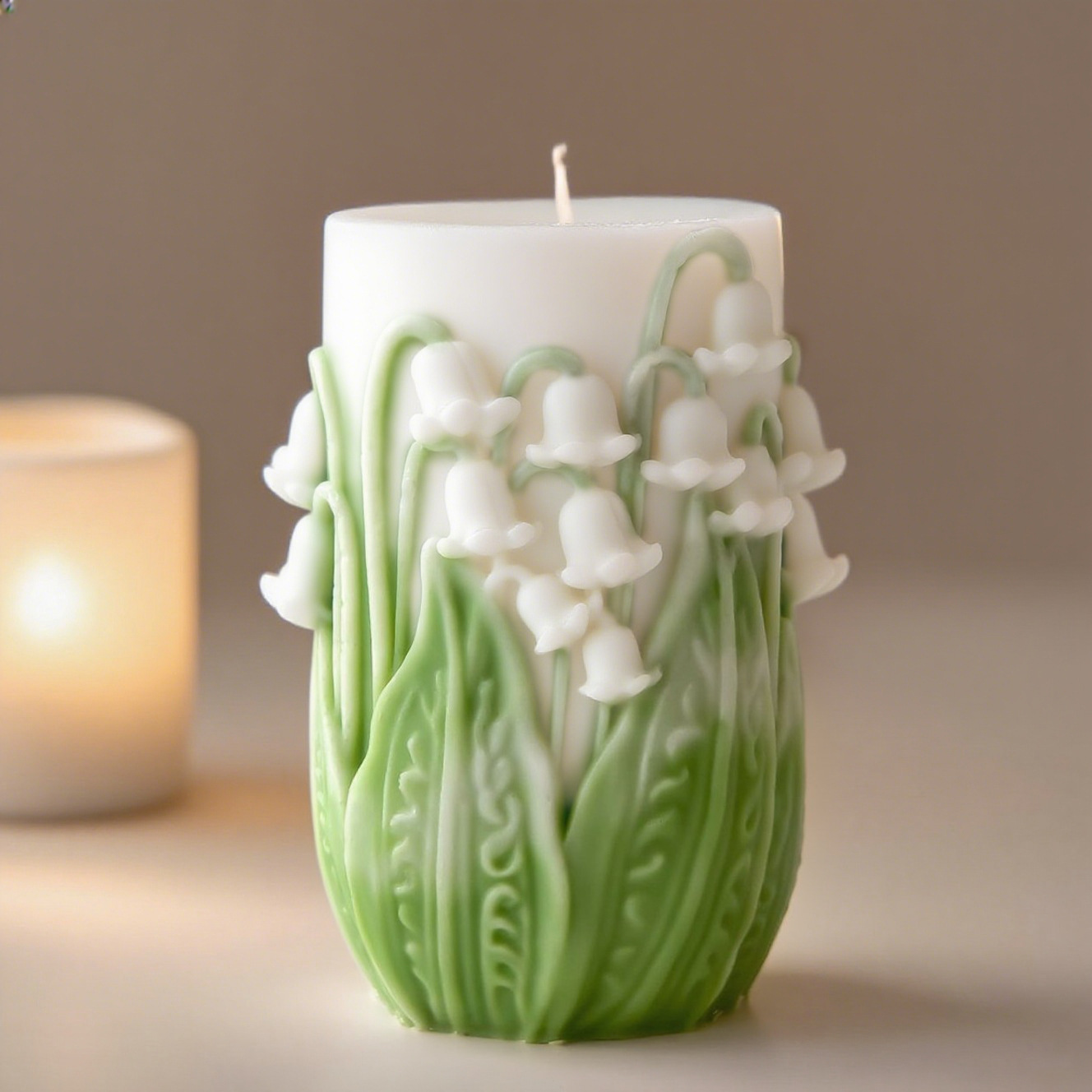 Lily of the Valley Carved Candle Set