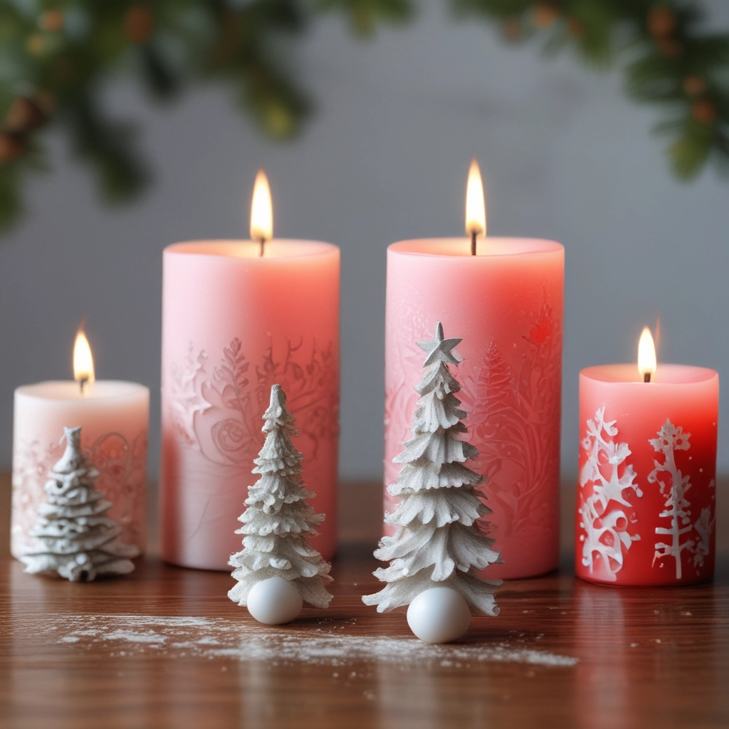 Festive Sculpted Candles Set