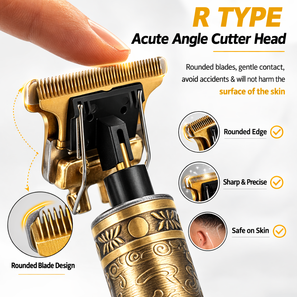 Vintage T9 Professional Hair Trimmer – Zero Gapped Cordless Rechargeable Beard & Hair Clipper for Men