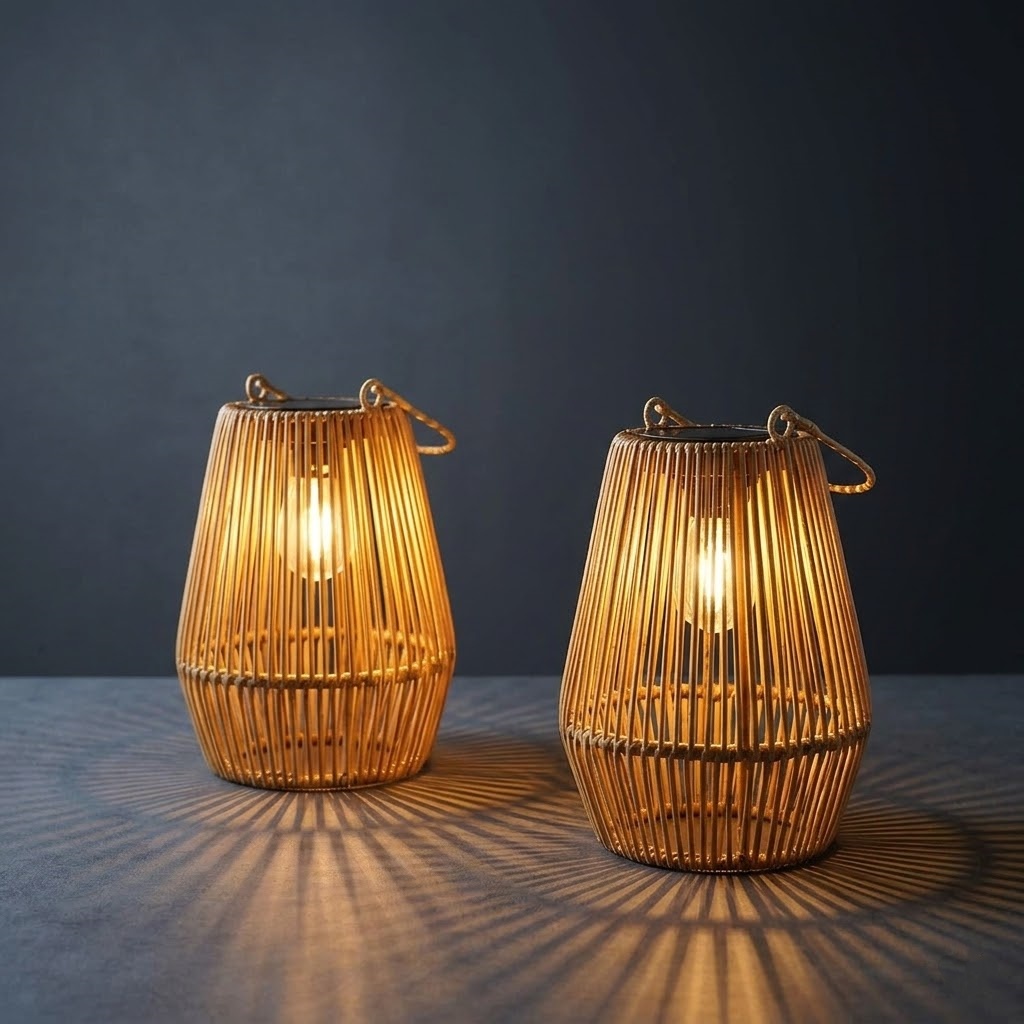 Hand-Woven Solar Rattan Lantern – IP65 Waterproof Outdoor Hanging Light with LED Edison Bulb, Boho Decorative Landscape Lighting for Garden, Patio & Porch