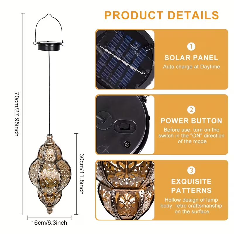 Wholesale Moroccan Solar Lanterns - Decorative Metal Hanging Outdoor Garden Lights - LXY Garden