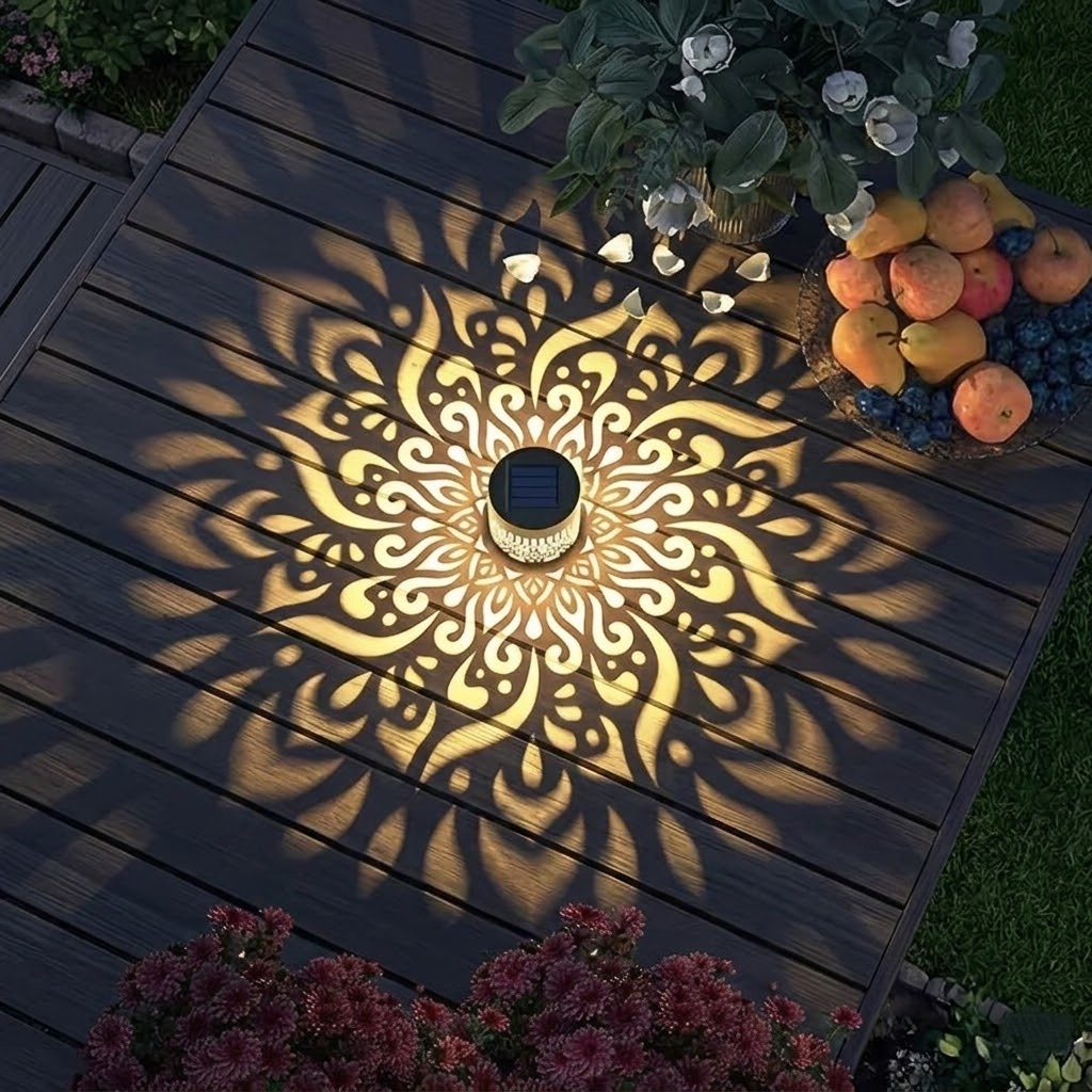 Wholesale Metal Solar Fence Lights - 2/4 Pack Mandala Shadow Wall Sconce, IP65 Waterproof Decorative Iron Lantern for Garden & Deck