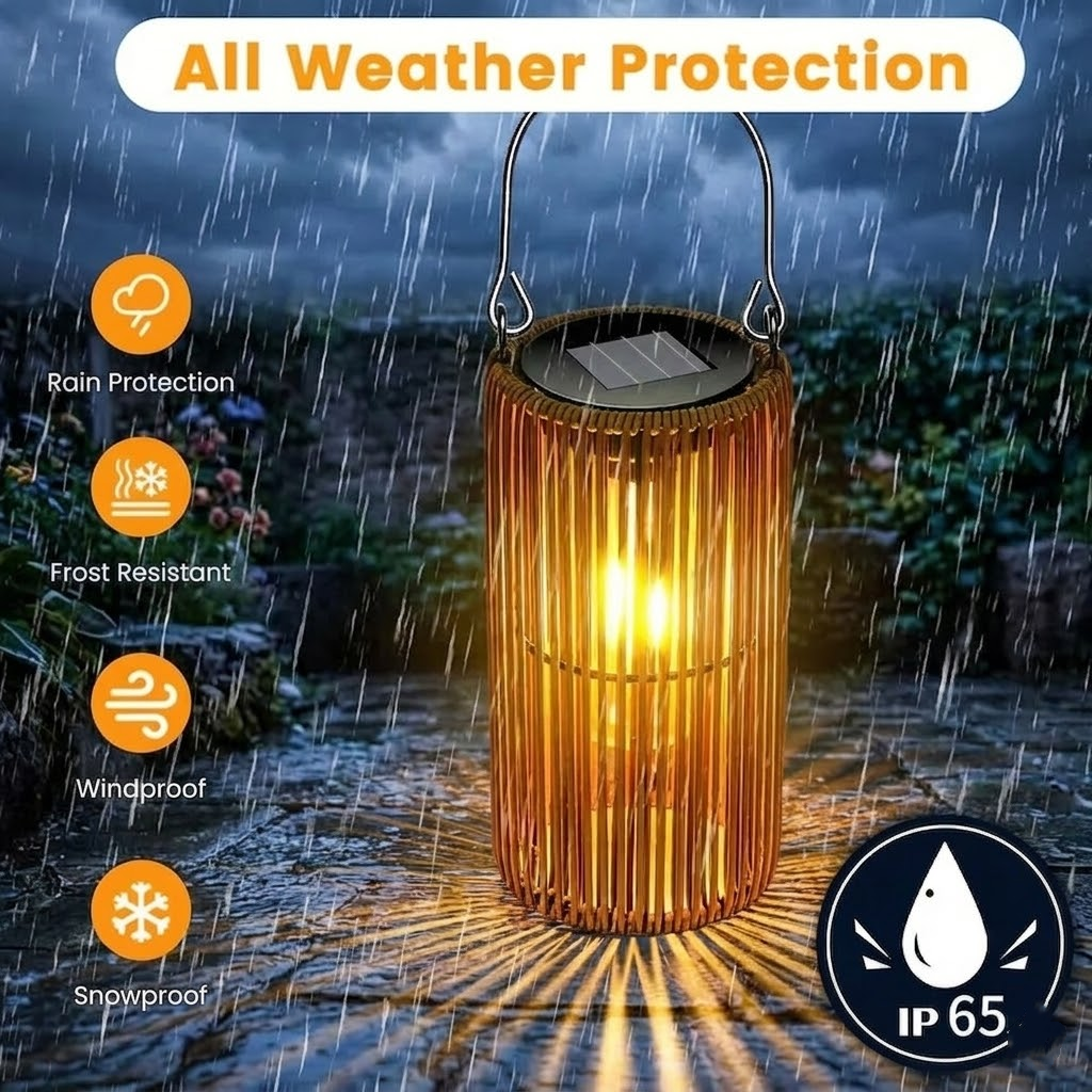 Wholesale Outdoor Rattan Solar Lantern - IP65 Waterproof Decorative Hanging Garden Light for Patio & Landscape