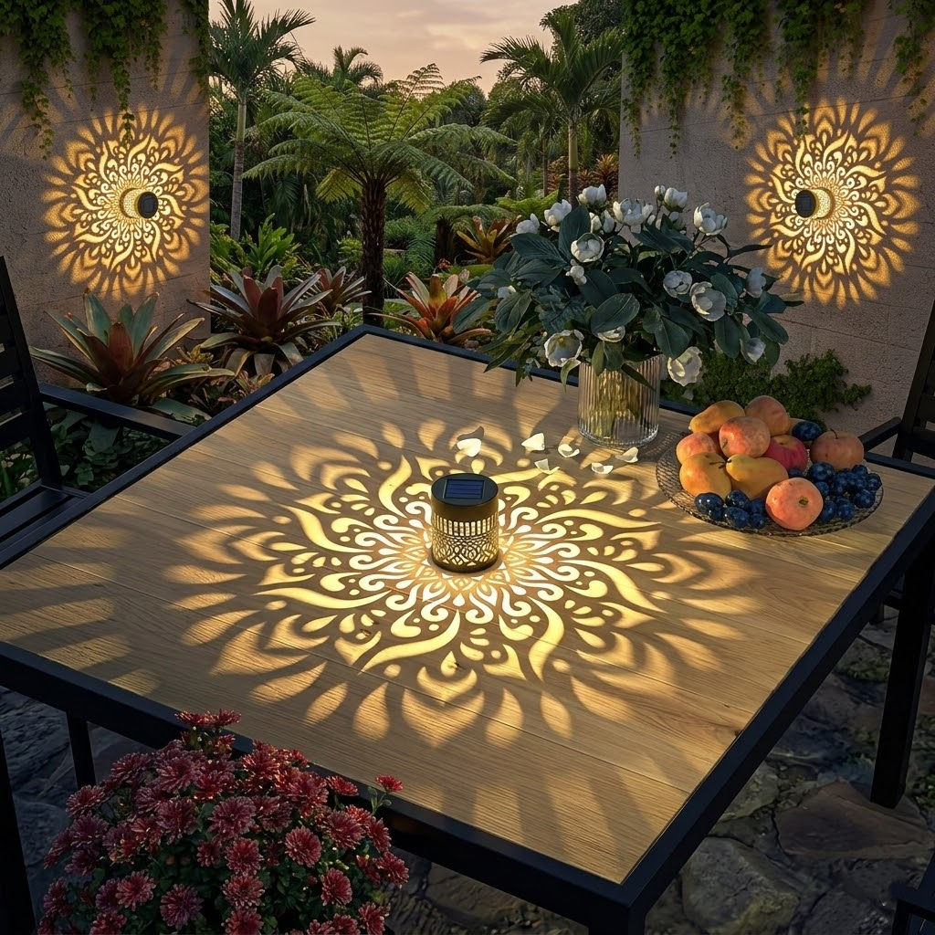 Wholesale Metal Solar Fence Lights - 2/4 Pack Mandala Shadow Wall Sconce, IP65 Waterproof Decorative Iron Lantern for Garden & Deck