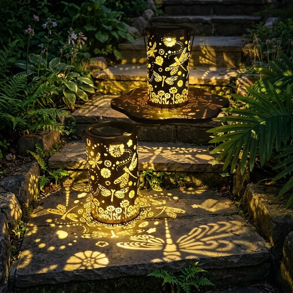 Solar Glow LanternWholesale Iron Solar Cylinder Lantern - Decorative Outdoor Waterproof Hanging Garden Light