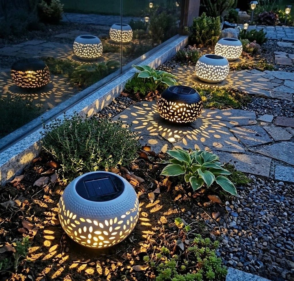 Solar Lantern Outdoor Waterproof - Hollow Out Iron Art Decorative Garden Table Lamp