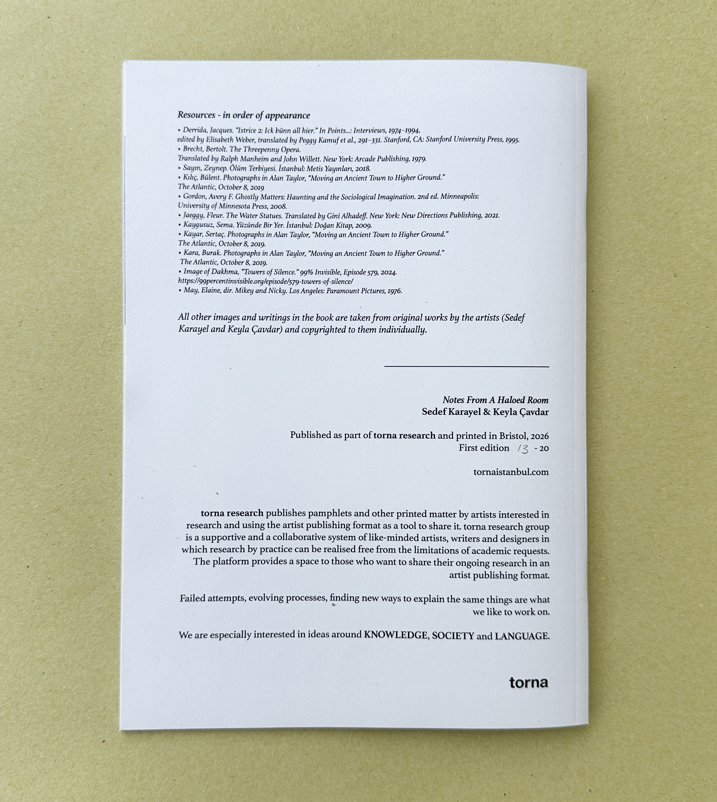 Notes From A Haloed Room  – Sedef Karayel & Keyla Çavdar