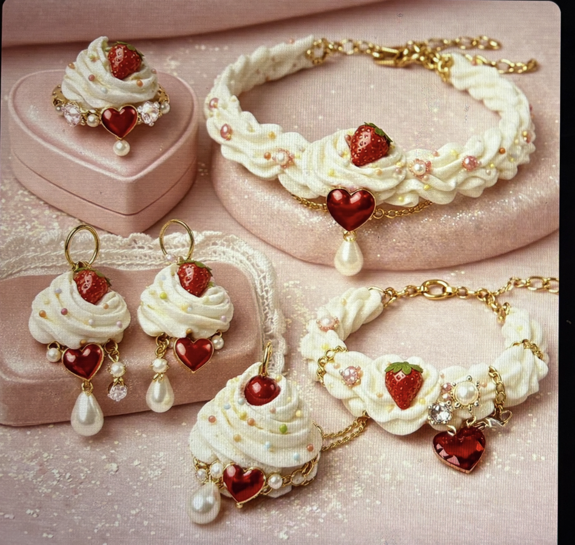 Strawberry Cream Jewelry Set