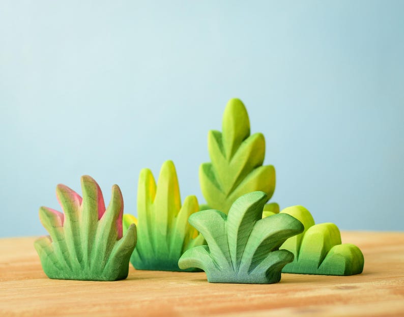 Wooden Bushes Toy Set | Waldorf-Inspired Toys | Handmade Organic Wood Made by Bumbu Toys