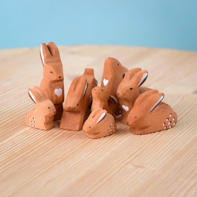 Wooden Rabbit Family | Handmade Montessori Toy, Bumbu Toys