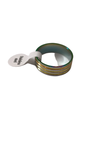 Bague 4 bandes argentées multicolore en acier inoxydable