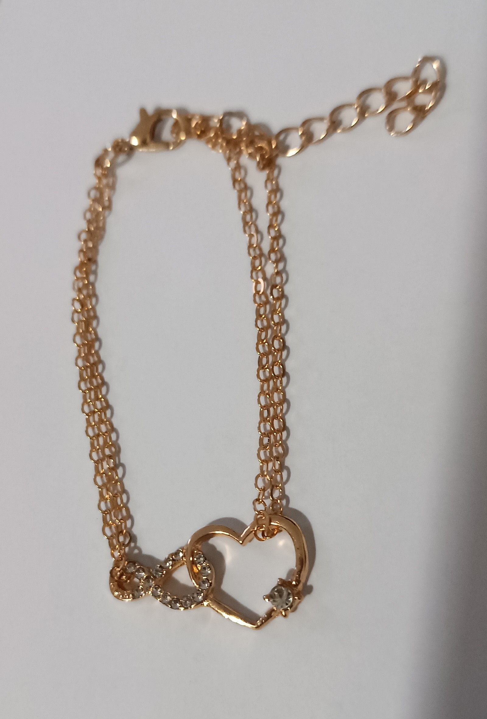 Bracelet Coeur et infini Doré avec strass