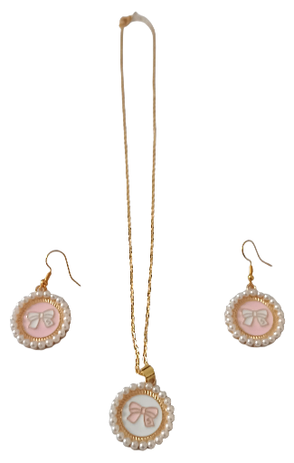 Parure Collier et Boucles d'Oreilles noeud Papillon