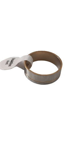 Bague argentée avec bande dorée en acier inoxydable