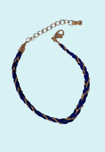 Bracelet tressé bleu et doré