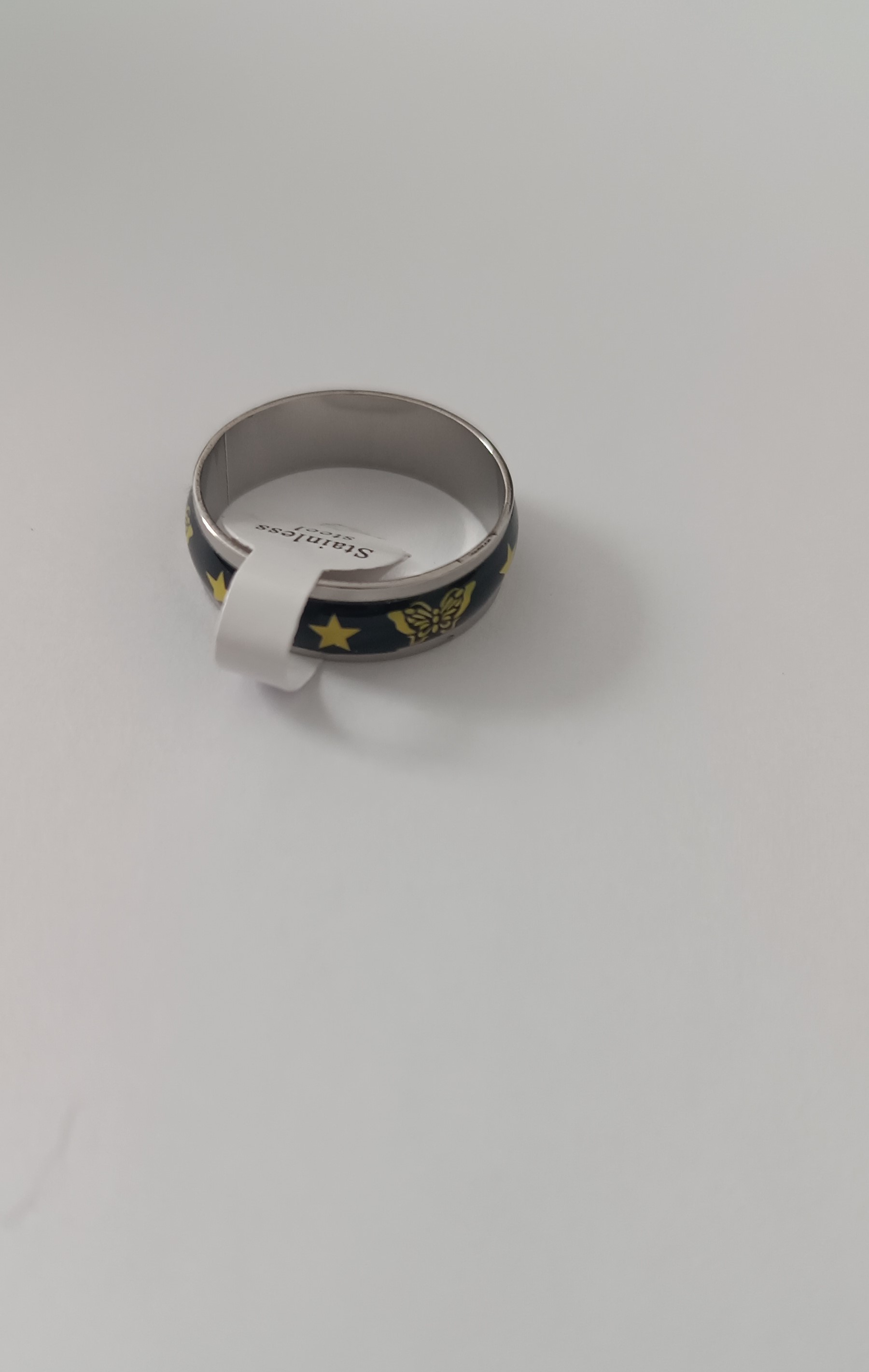 Bague Acier Inoxydable avec étoiles et papillon