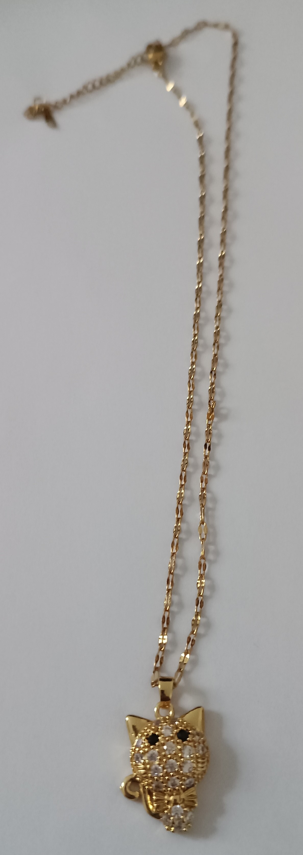 Collier chat avec strass en acier inoxydable