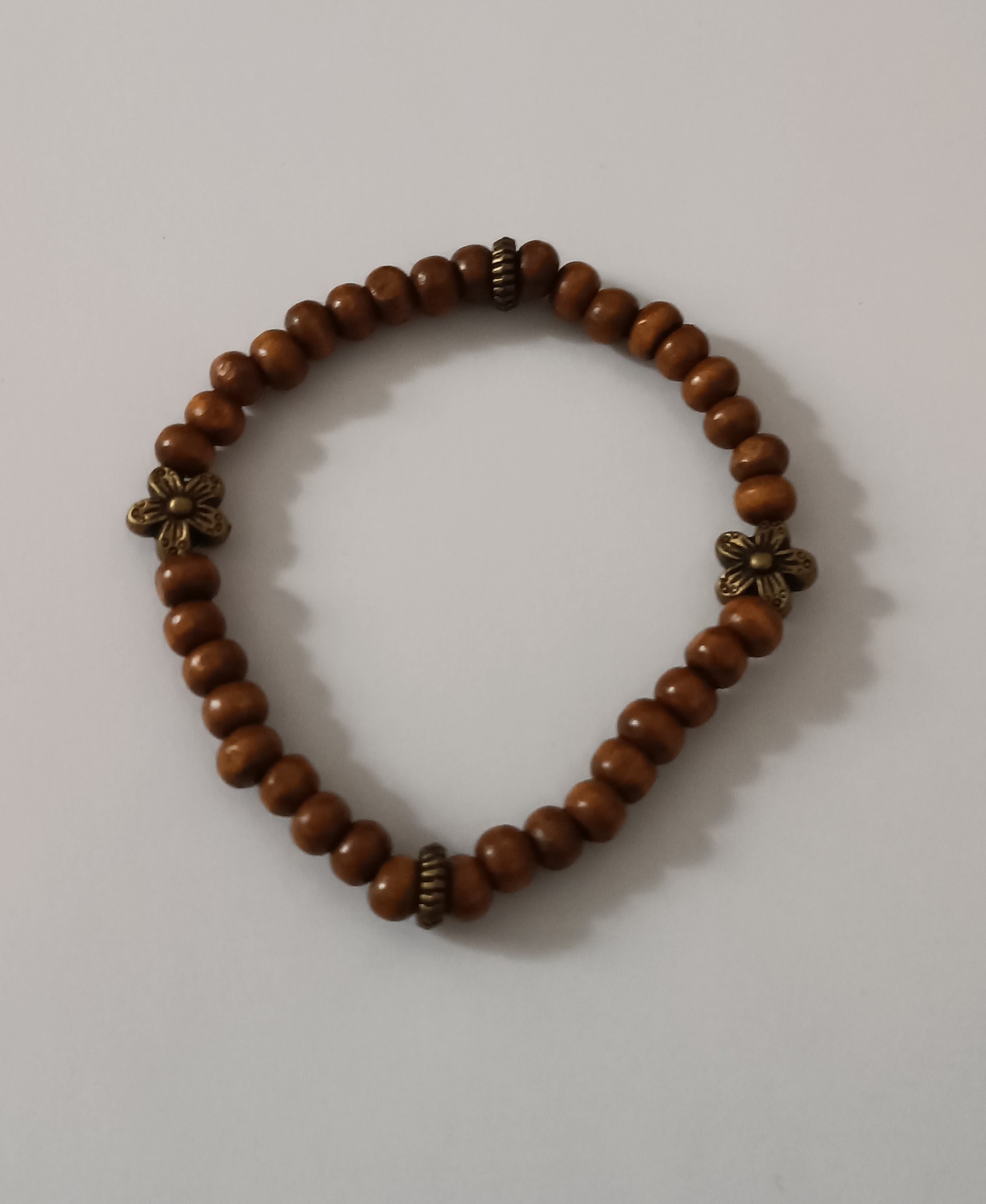 Bracelet élastique en perles imitation bois