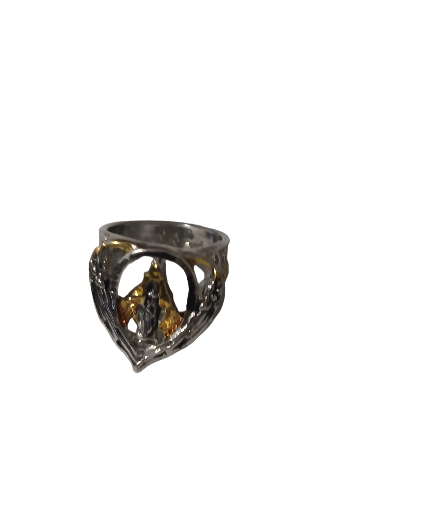 Bague argentée représentant une religieuse