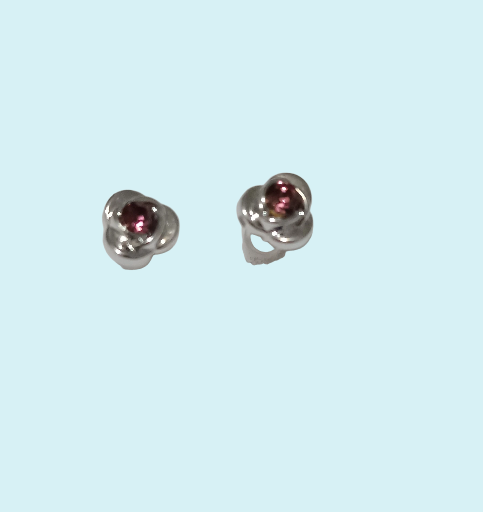 Boucles d'oreilles fleur en plastique pierre rose