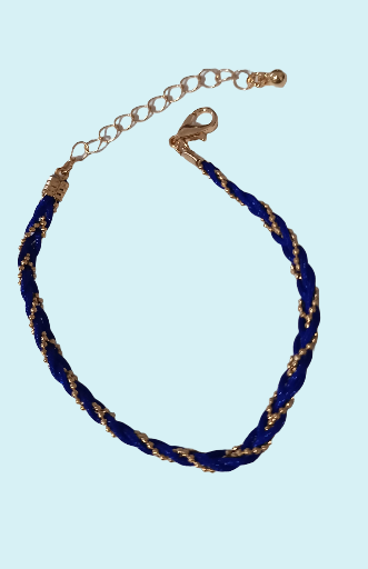 Bracelet tressé bleu et doré