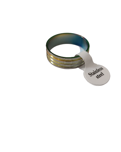Bague 4 bandes argentées multicolore en acier inoxydable