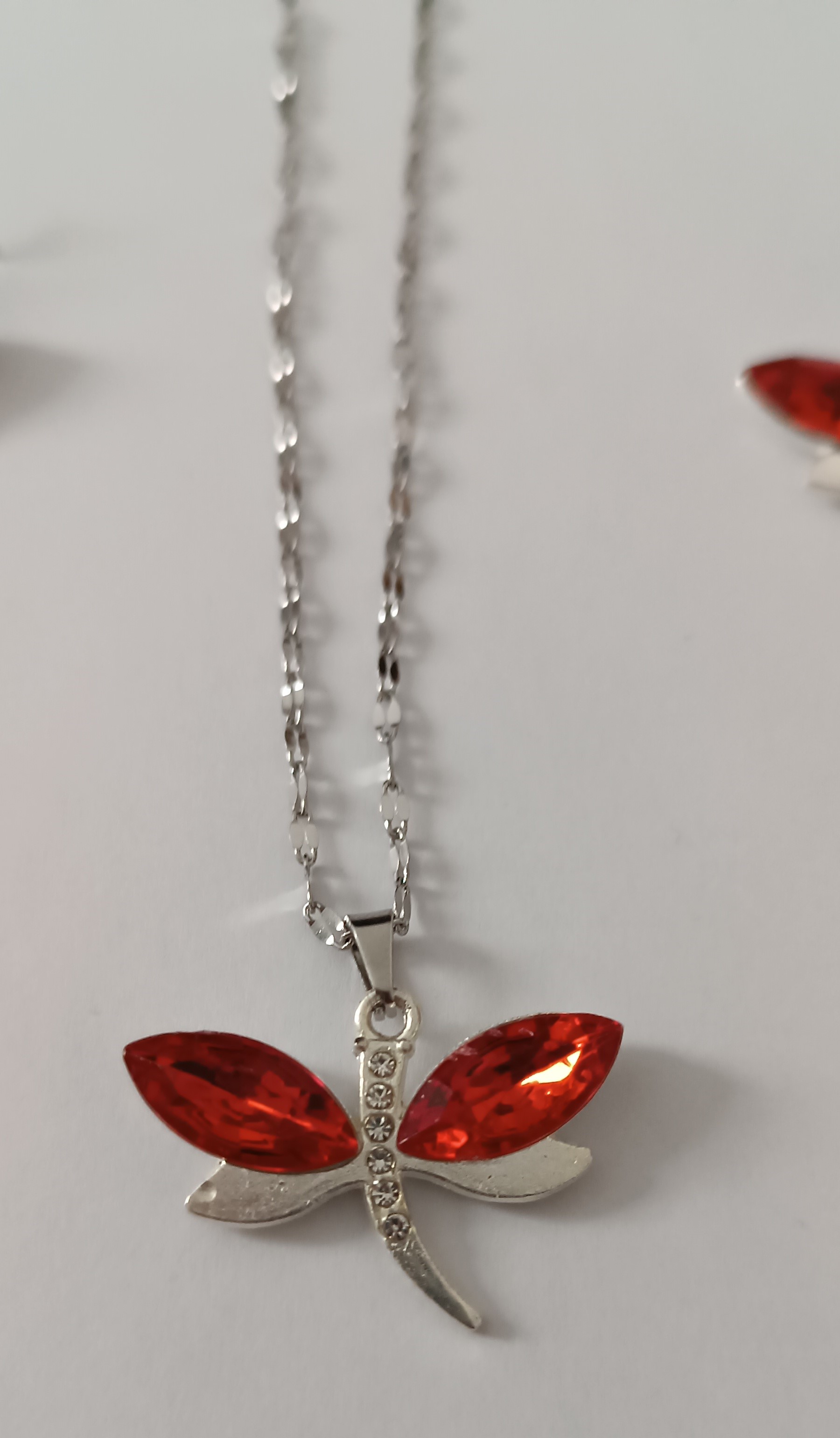 Parure Papillon Rouge en acier inoxydable