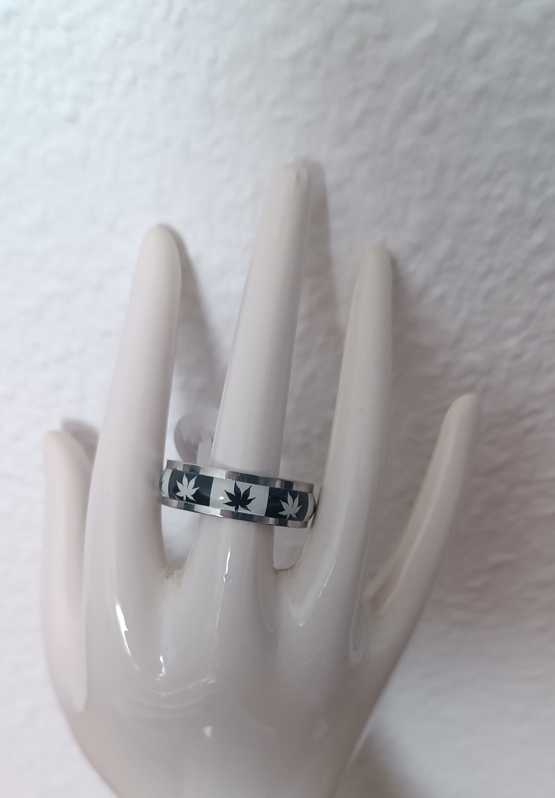 Bague feuille d'érable acier inoxydable