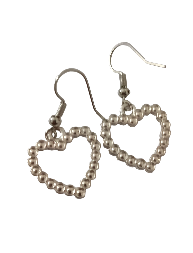 Boucles d'oreilles cœur argentées avec strass