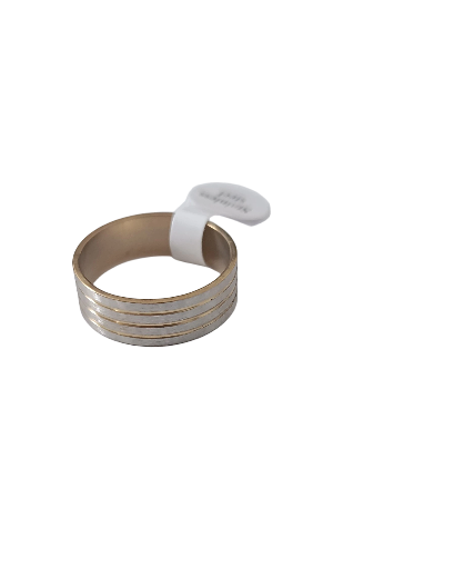 Bague argentée avec 3 bandes dorées en acier inoxydable