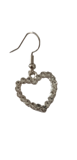 Boucles d'oreilles cœur argentées avec strass