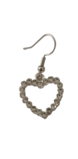 Boucles d'oreilles cœur argentées avec strass