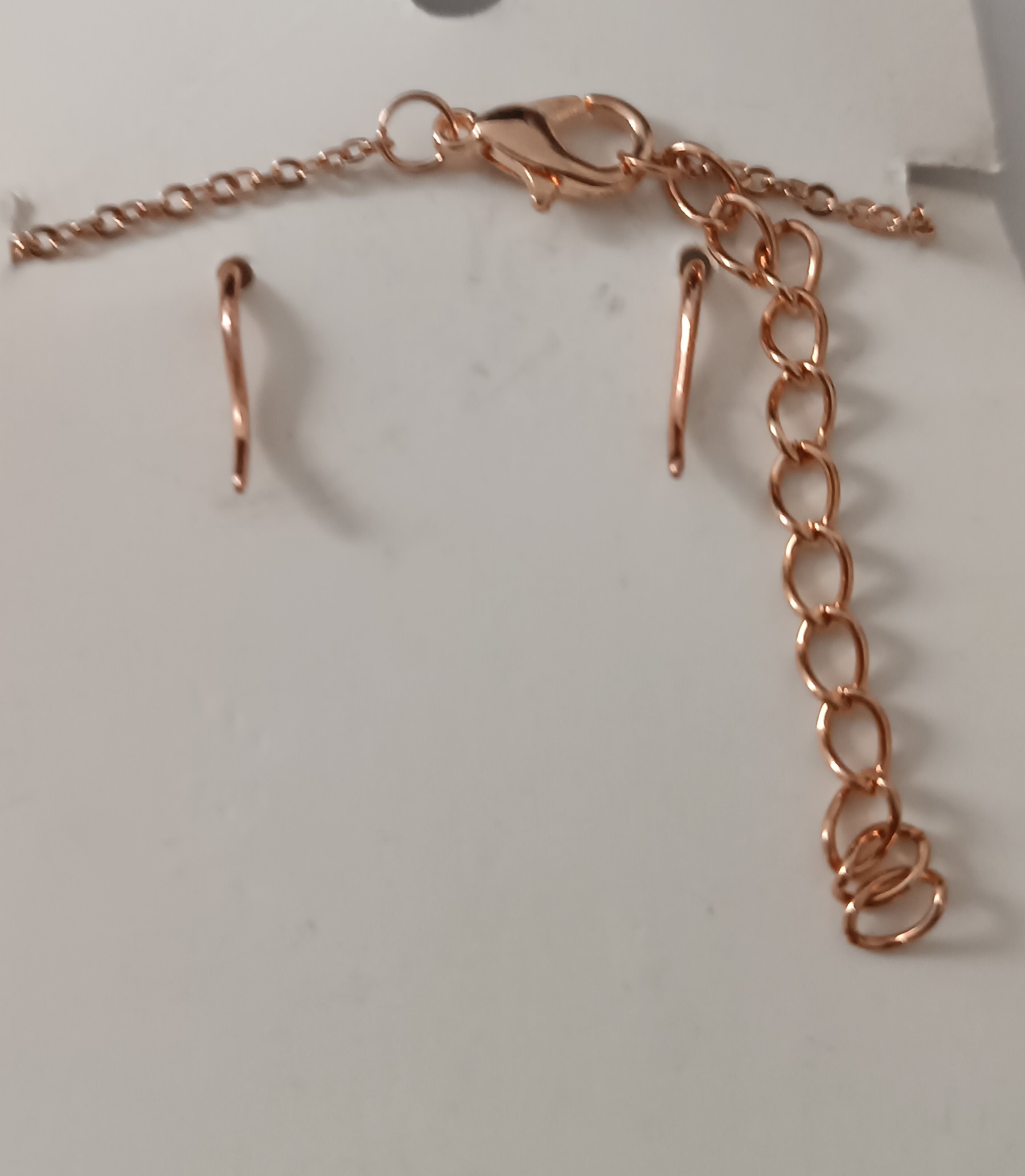 Parure Collier et Boucles d'Oreilles couleur or rose et strass